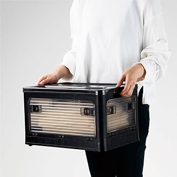 Amazon.co.jp: 折りたたみ式収納ボックス Sサイズ ブラック 蓋