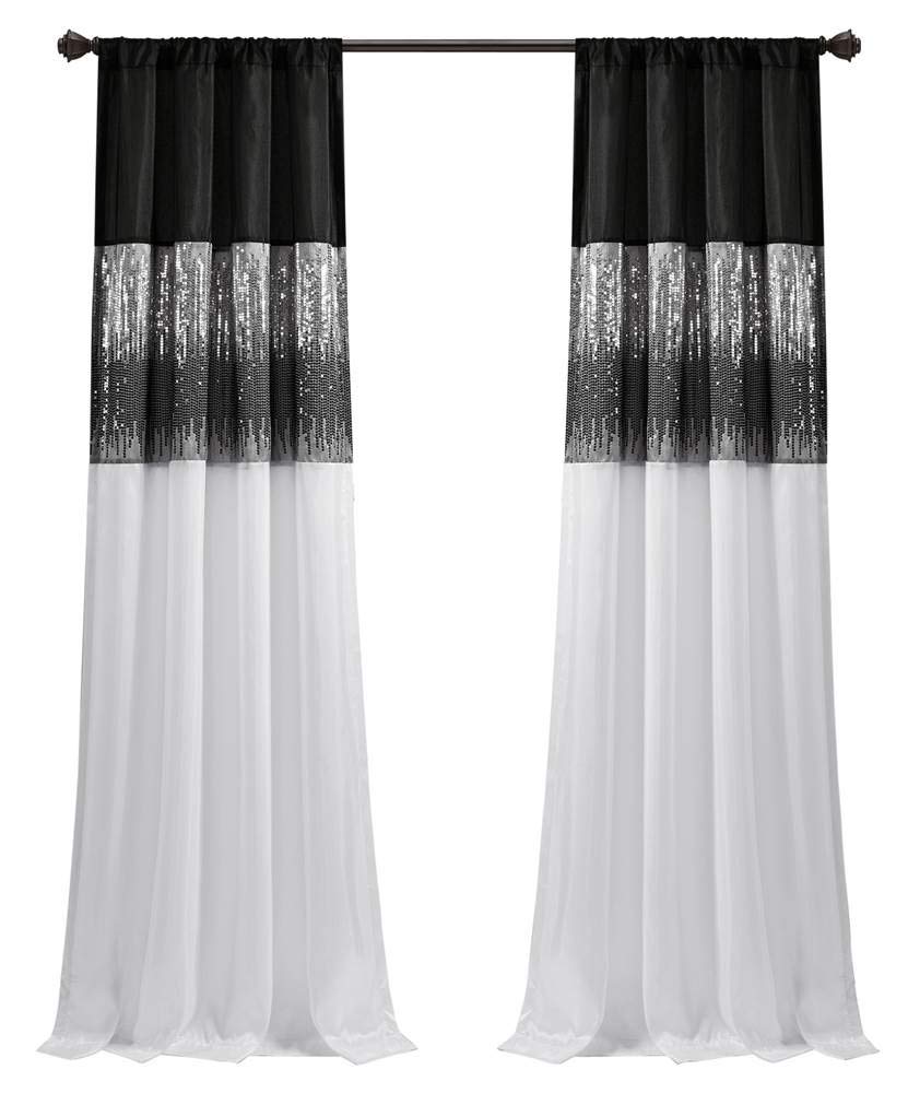 Lush Decor Night Sky - Cortina para Ventana, Color Negro y Blanco, 42 x 84 Pulgadas