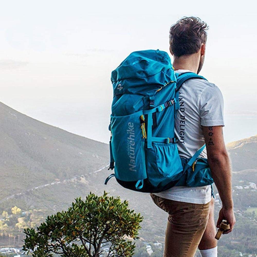 Naturehike Plecak trekkingowy, uniseks, 45 l, na podróż, do aktywności na świeżym powietrzu, profesjonalna torba trekkingowa z systemem zawieszania, na kemping, wędrówki, niebieski/turkusowy, 45