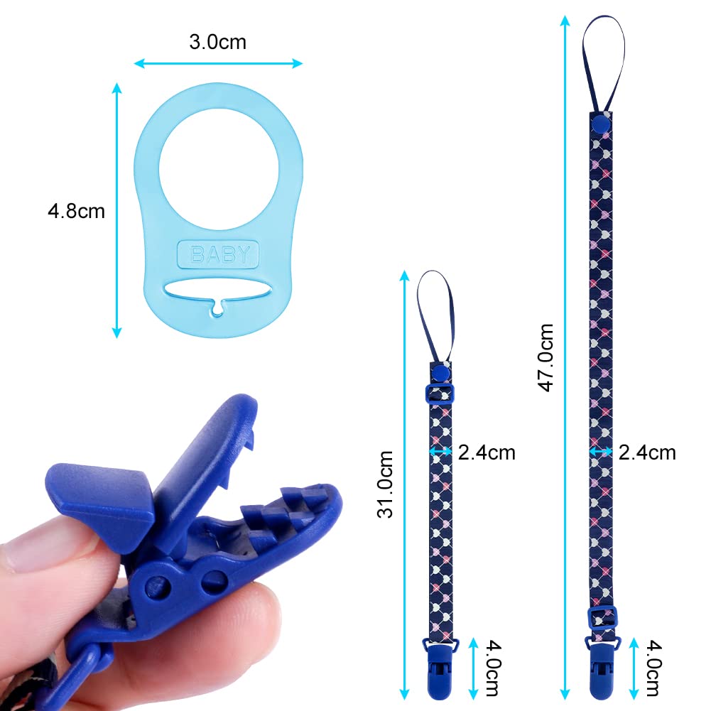 Aolso Catena per Ciuccio, 4 Pezzi Regolabile Catenella Ciuccio con 4 Silicone Pulsante Anello, Catenella Portaciuccio per la dentizione del bambino per ragazzi e ragazze