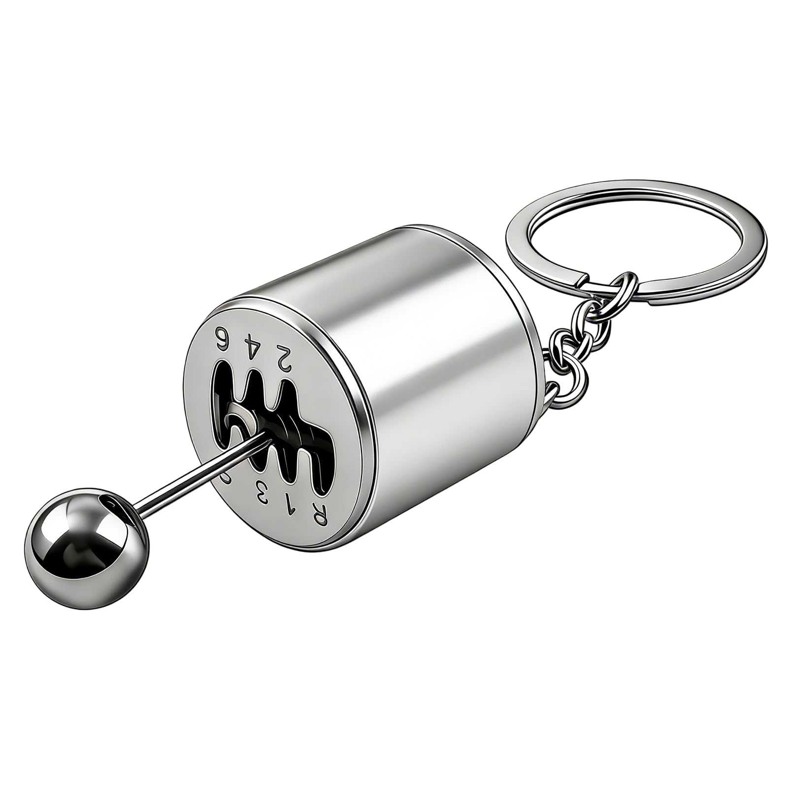 Ezvezs Unisex Silver Gearbox Keychain,6-Speed Manual Transmission Stick Shift Keyring,Creative Car Shifter Gear Keyfob,Automotive Lever Keyring Fidget Toy,Shift Lever Keyrings Car Accessories For Cars Lovers Gift (Silver)