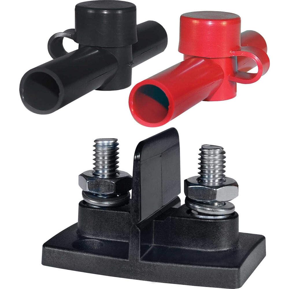 Blue Sea 2016 Dual Powerpost Cable Connectors One Black and One Red Insulator