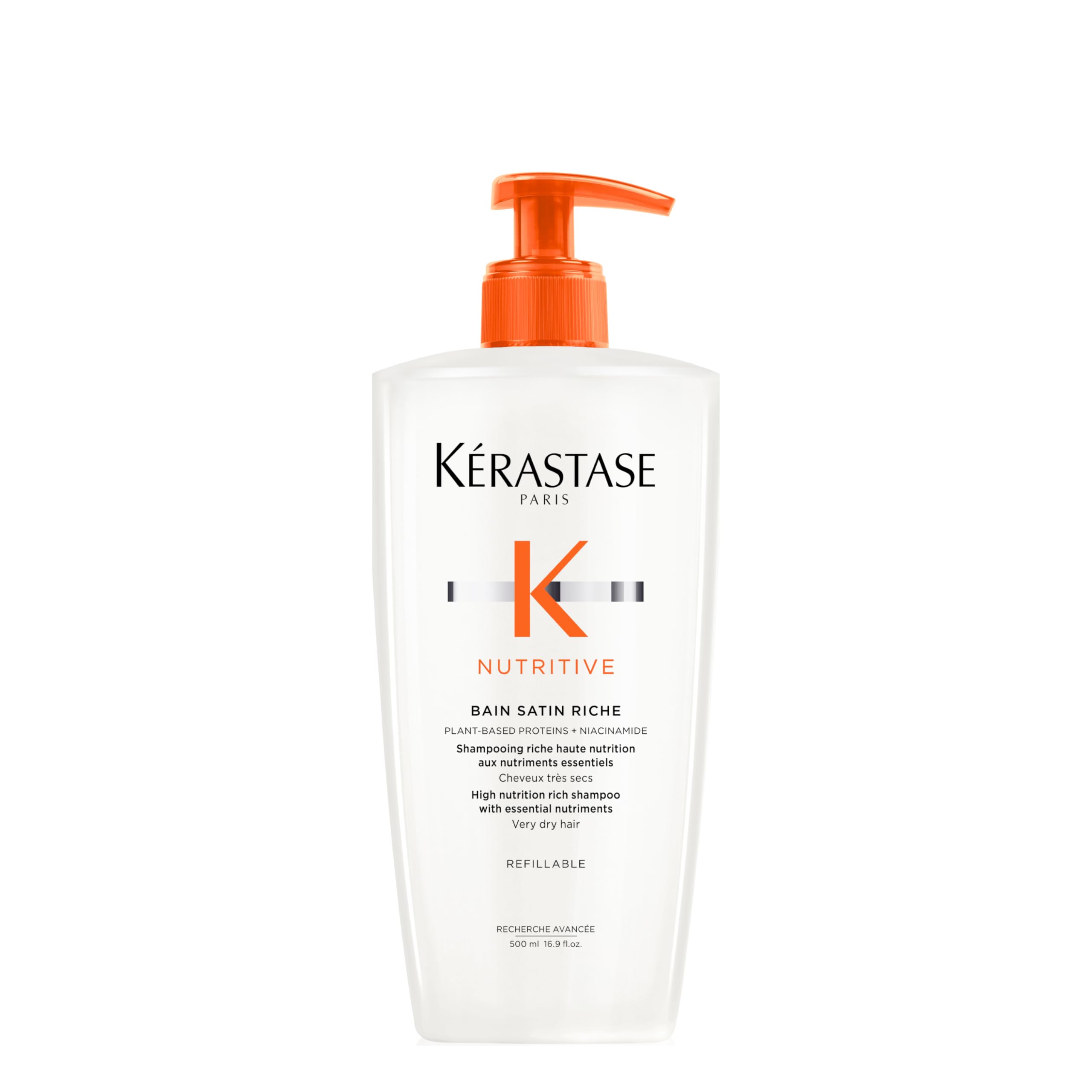 Nutritive Bain Satin Riche Shampoo | Cleanses & Deeply Replenishes Moisture | With Plant-Based Proteins & Niacinamide | For Medium to Thick to Dry Hair