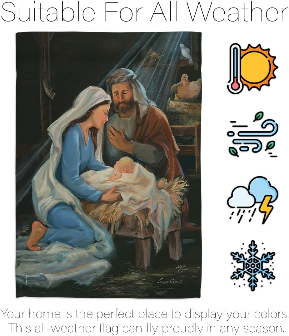 Nativity Tapestry Christmas Gifts Breeze Decor House Small Flag Feliz Navida Room Indoor Holy Night Wall Art Patio Lawn Garden Merry Xmas Banner 2X3 Outdoor Yard Birth of Jesus Decorations Made In USA