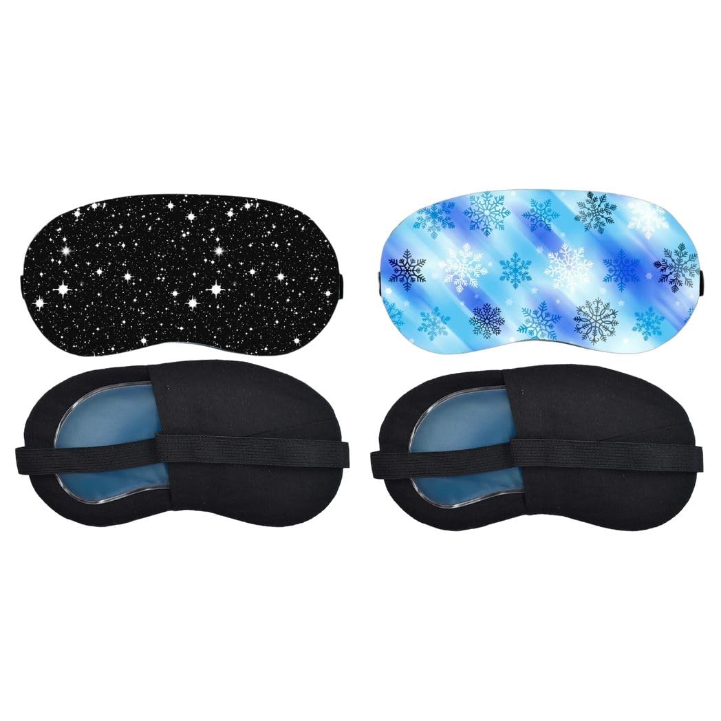 Aoxeria Starry Night Sky, Blue Snowflake Sleeping Eye Mask Combo, Soft Comfortable Light-Blocking Eye Cover for Women, Men & Kids, Reusable Blindfold for Night Sleep, Nap, Travel, Flight (Pack of 2)-image-18