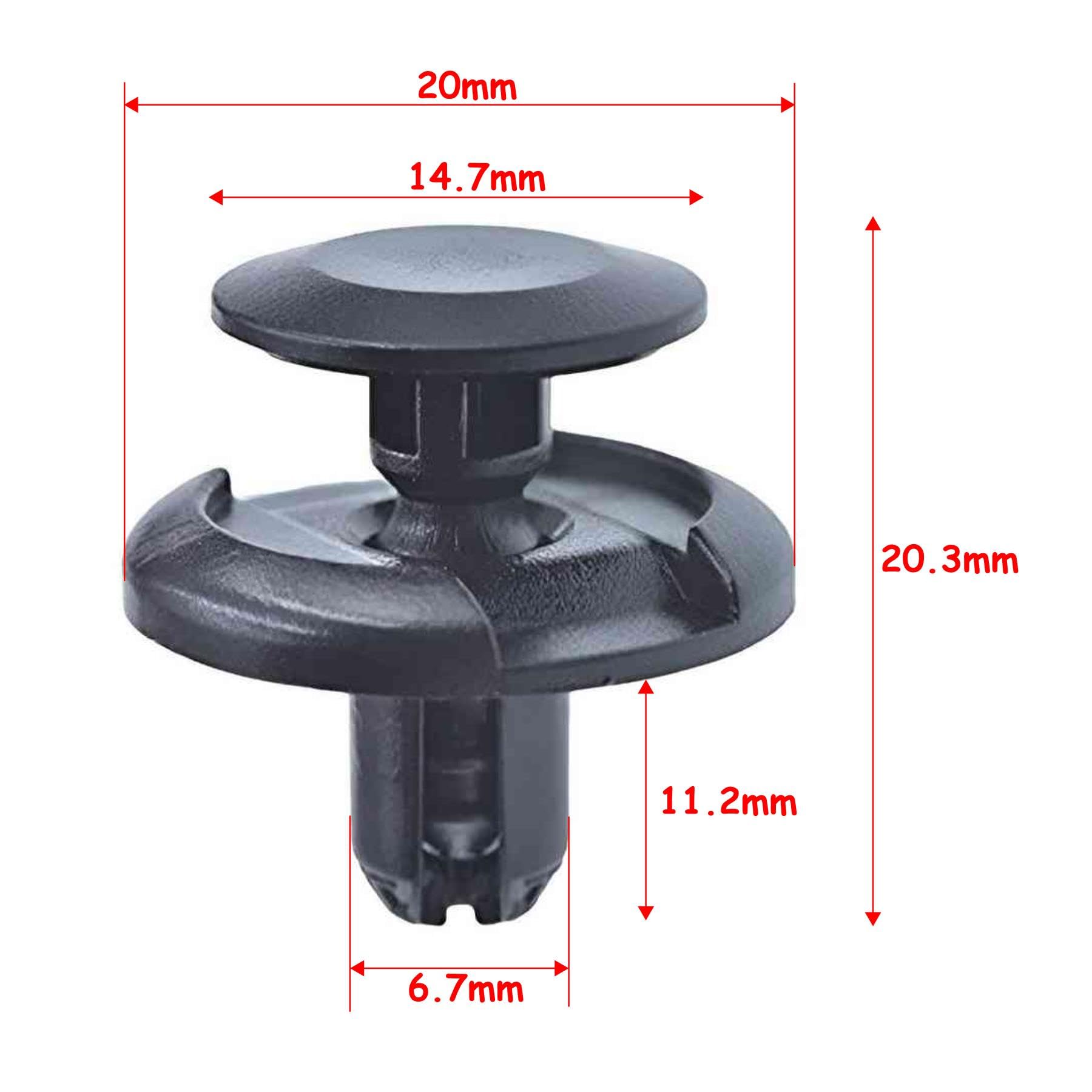 100pcs 7mm Hole Diameter Fender Liner Push Retainer Clips – For Toyota, Black Nylon