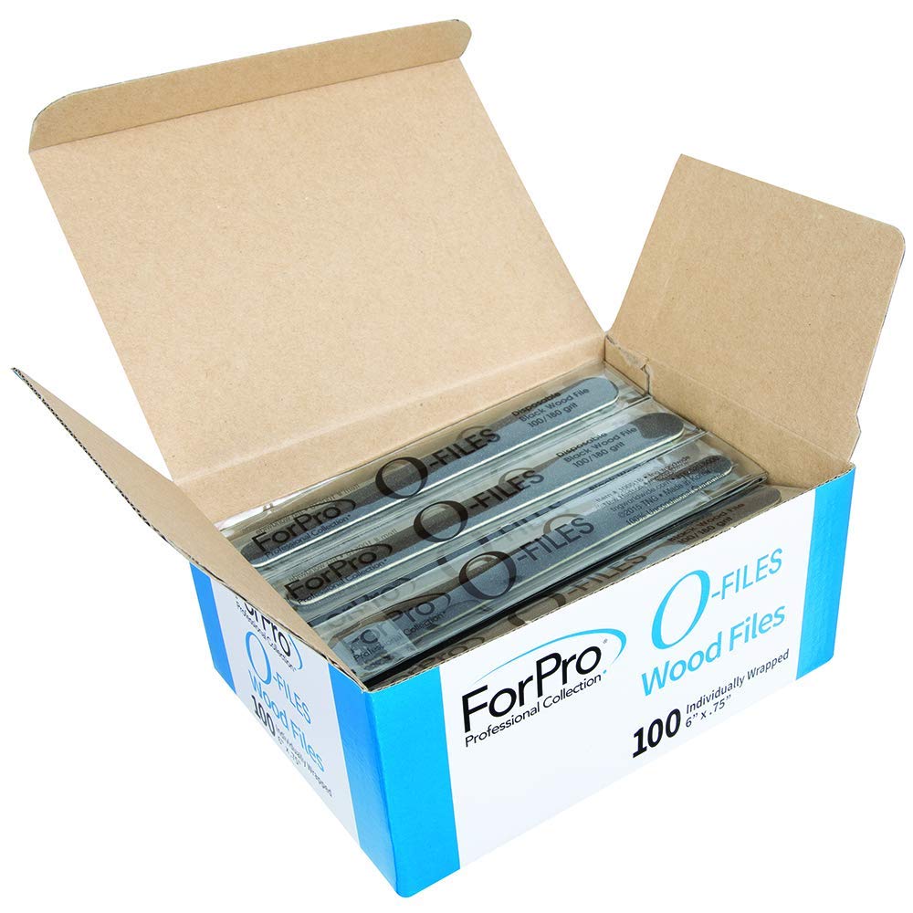 ForPro O-Files Wood Board Nail Files, 100/180 Grit, Double-Sided, 100 Count