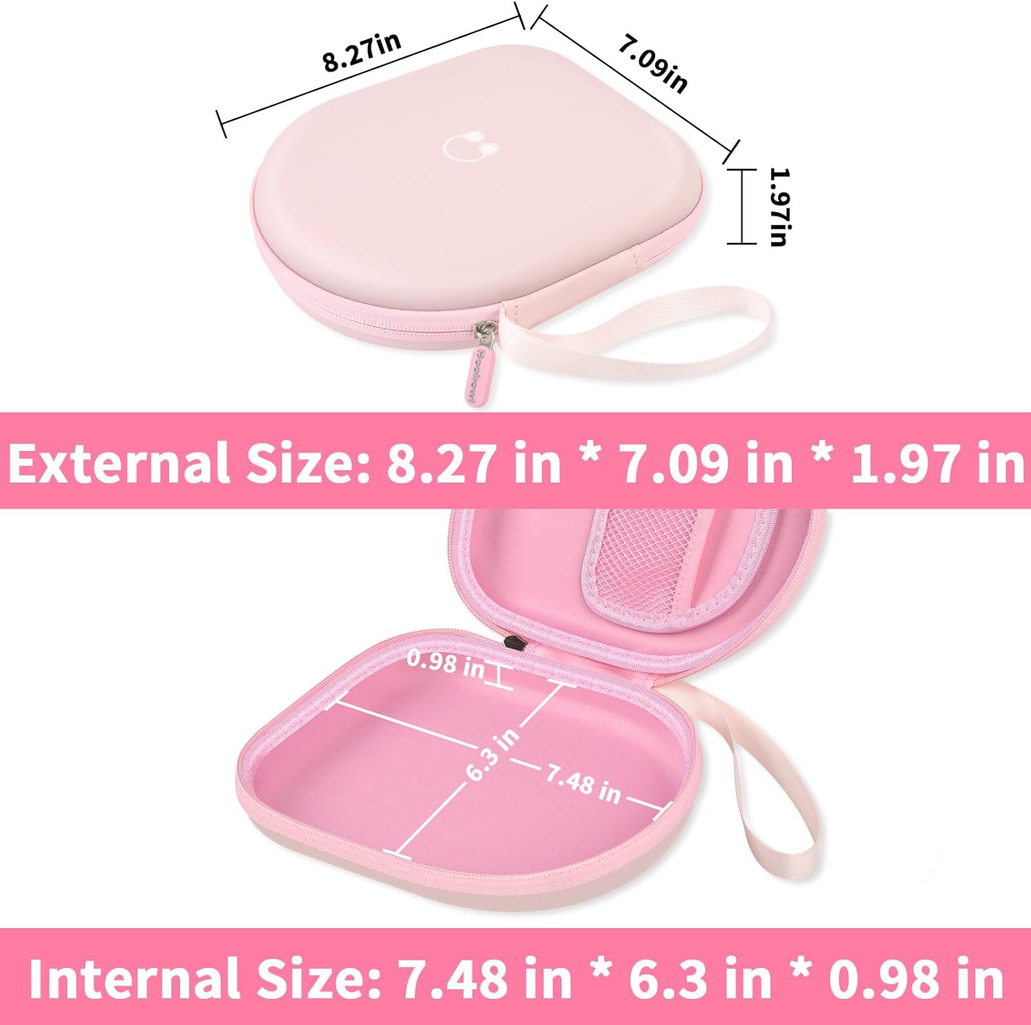 Headphone Case Compatible with JBL Tune 510BT/ 520BT/ for Sony WH-CH520/510/ for JBL Live 460NC/670NC Wireless On-Ear Headphones, Bluetooth Head Phones Protective Storage Bag for Charging Cable -Pink - Image 3