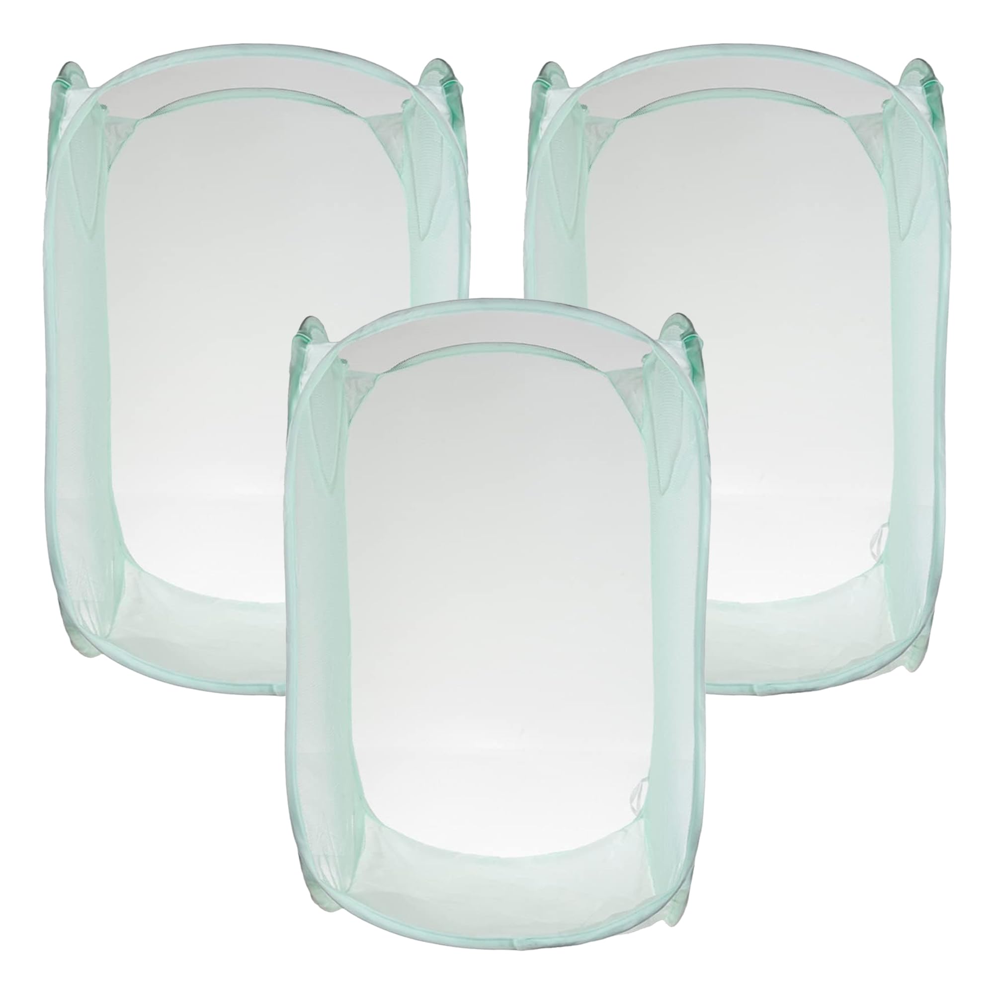Kuber Industries Pack of 3 Unwashed Clothes Storage Basket | Foldable Laundry Basket for Clothes | Mesh Laundry Bag | Collapsible & Portable | 30 LTR | Green