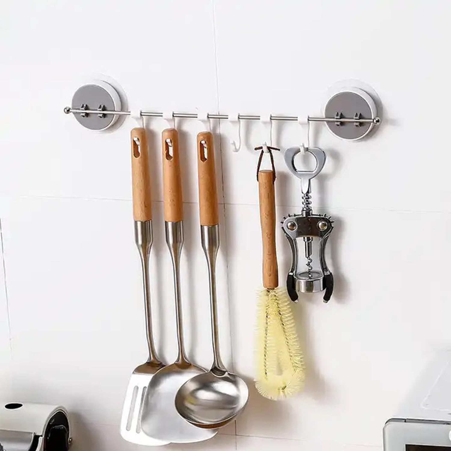 Force24 Self Adhesive Hooks for Wall Without Drilling for Home, Kitchen, and Bathroom 6 Hooks ABS Holder and Stainless Steel Rod for Hanging Clothes, Spoons, Towels, sponges and Keys (Premium) (B0CNTQZ8P2) Amazon Price History, Amazon Price Tracker