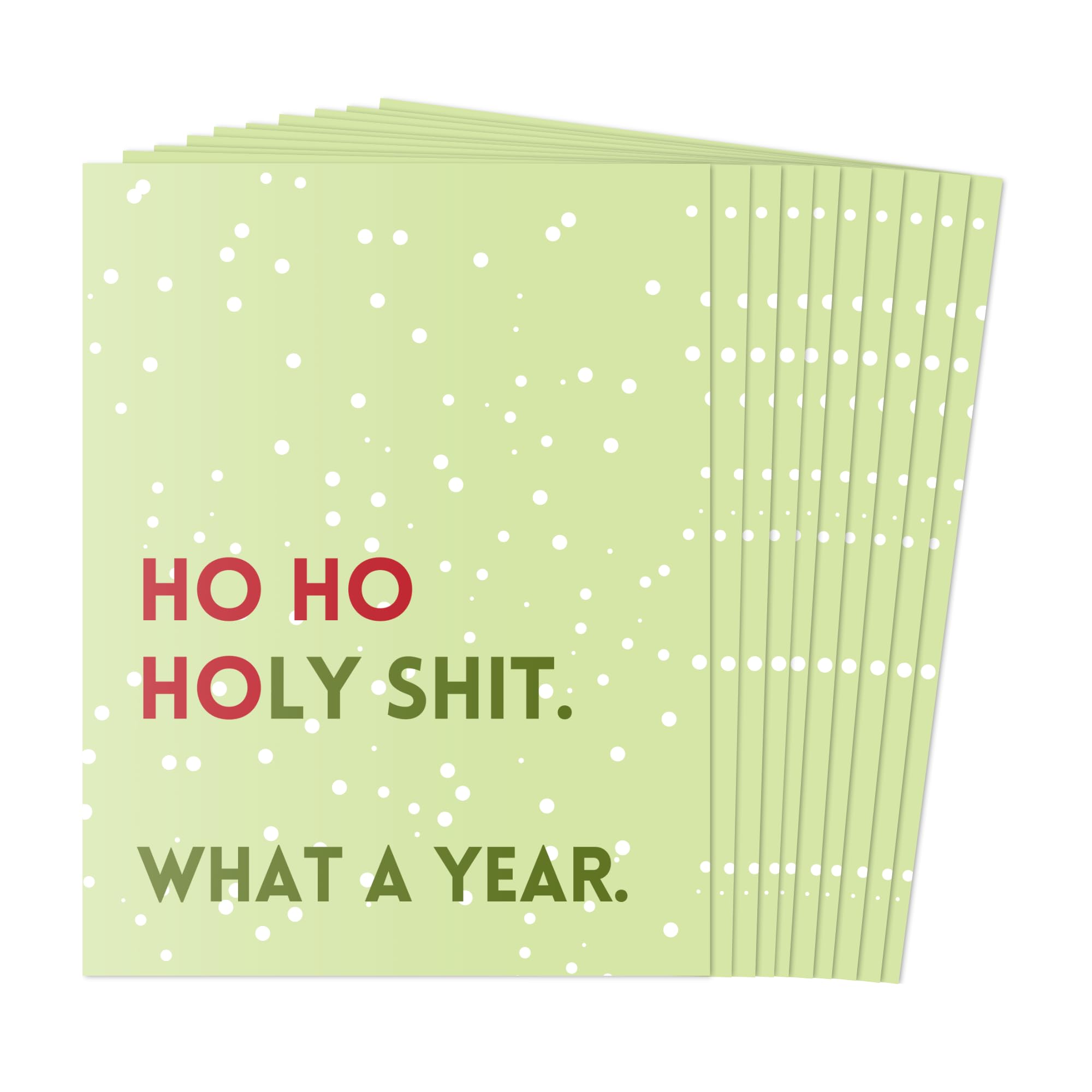 Funny Christmas Card Pack, 10 Punny Festive Greeting Cards, Holiday Multipack, Cute & Blank Inside, for Friends Family