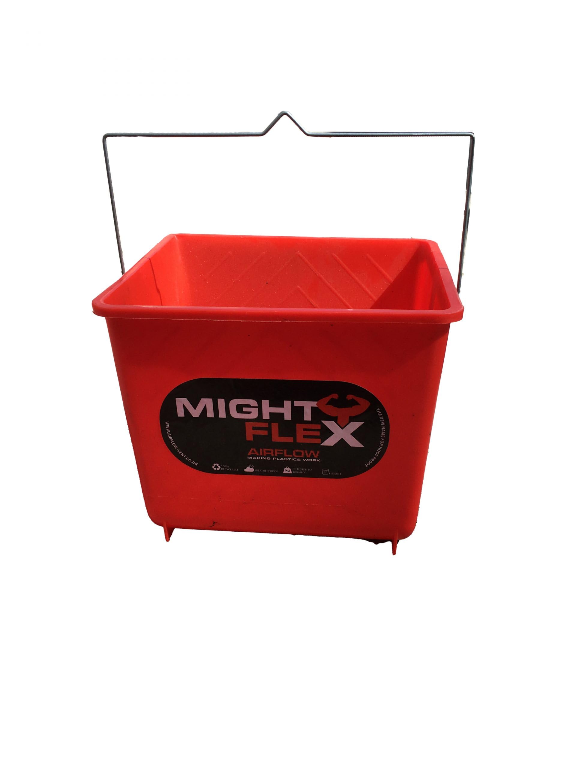5L Mightyflex Calf Feeding Bucket – Heavy Duty Multi-Purpose Plastic Farm Tub – Reusable, Compact & Easy to Carry – For Livestock Feeding, Mixing, Gardening & More – Multiple Colours_Red
