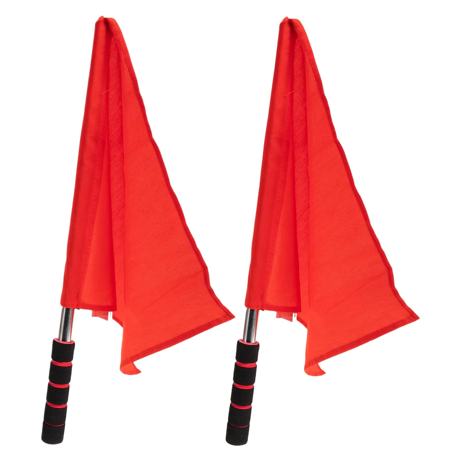 Lot De 2 Drapeaux D'arbitre – Drapeaux De Signalisation Officiels Rouges Pour Le Football, Les Terrains De Sport Et L'entraînement | Léger, Durable, Fabriqué En Métal, Éponge Et Tissu | Visible, Confo