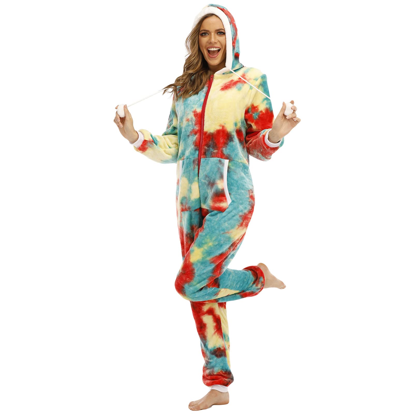 Generisch Pigiama da donna in pile di flanella, pantaloni lunghi da donna, in pile, pigiameria, pigiama caldo con tuta, tuta da notte, da donna, taglie grandi