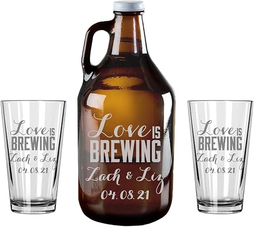 Miniatura 6 de Alterd Industries Couples Wedding Gift - Personalized Toasting Glasses, Toasting Set, Wedding Accessories, Wedding Growler Gift Set, Personalized