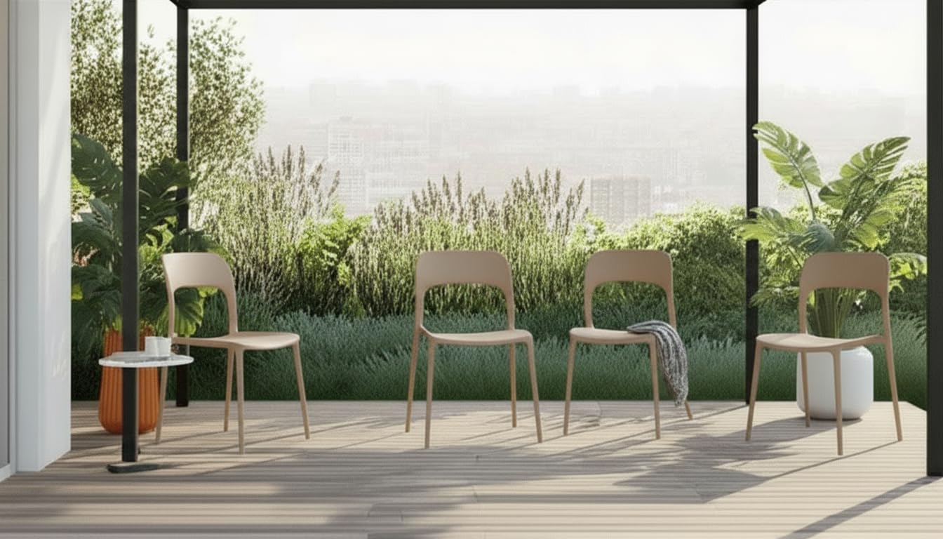 Arreditaly Set 4 Sedie Da Giardino In Polipropilene Impilabili Leggere E Resistenti Ideali Per Esterni Terrazze Giardini Bar Dehors Ristoranti 41 x 82,5 x 52 cm (Tortora)