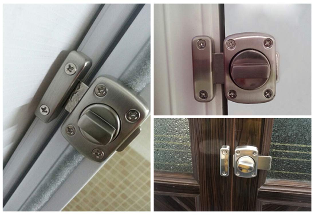 Serratura A Bullone Rotante Per Porte - In Acciaio Inox, Finitura Argento, Con 6 Viti - Foto 5