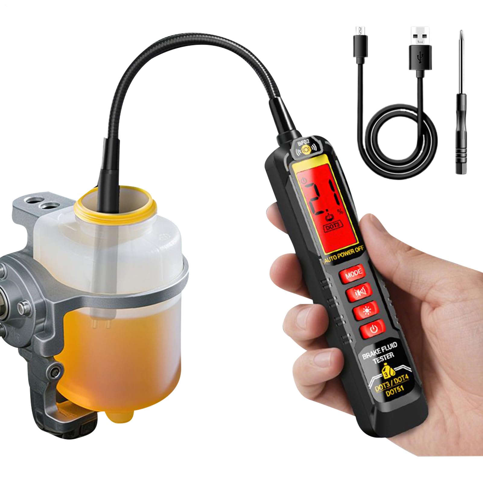 Testeur d'humidité de Liquide de Frein | Haute Précision 500mAh Analyseur d'Humidité d'Huile Détecteur de Liquide de Frein - Outil de Vérification de Diagnostic Automobile | pour Entretien
