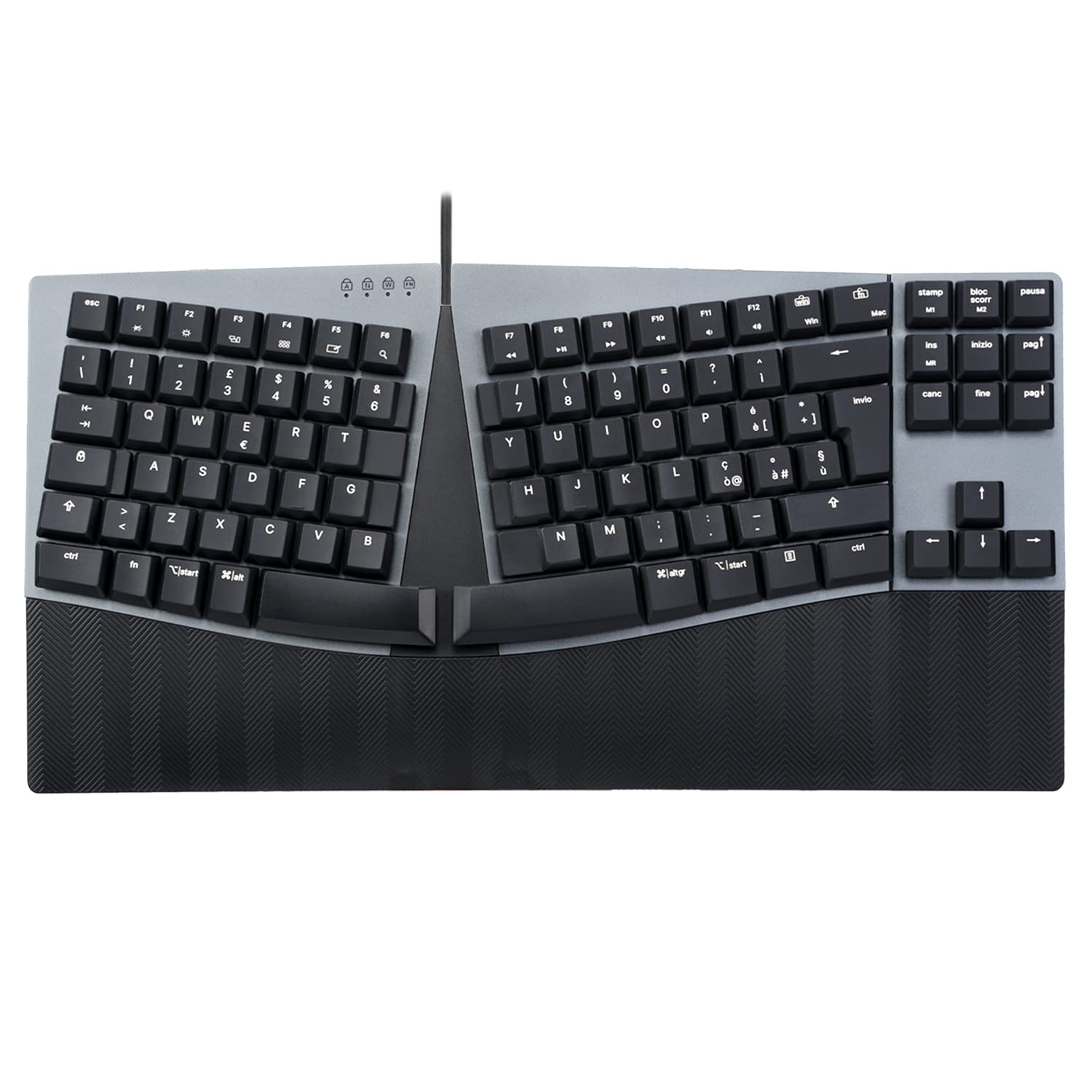 Perixx PERIBOARD-335BL Tastiera meccanica ergonomica compatta a filo - Tenkeyless - Tasti Clicky blue a basso profilo - Tasti macro programmabili-Compatibile con Windows e Mac OS X - Layout QWERTY
