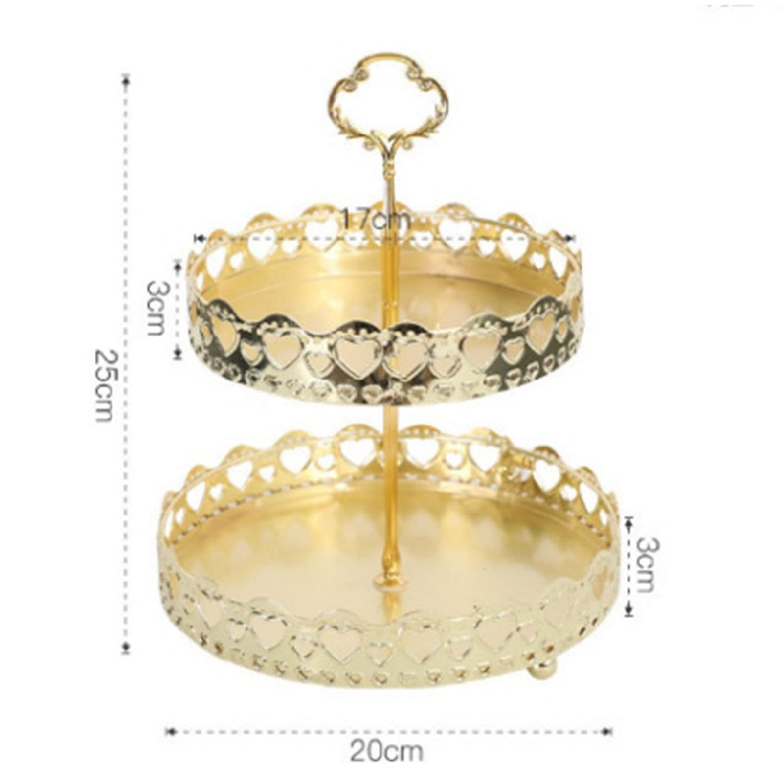 Cocoarm Vassoio per Pasticceria a Doppio Strato Vassoio da Portata in Rame Piatto da Esposizione Rotondo Dorato per Dessert con Superficie Liscia e Motivo Decorativo per Tavolo da Dessert Domestico