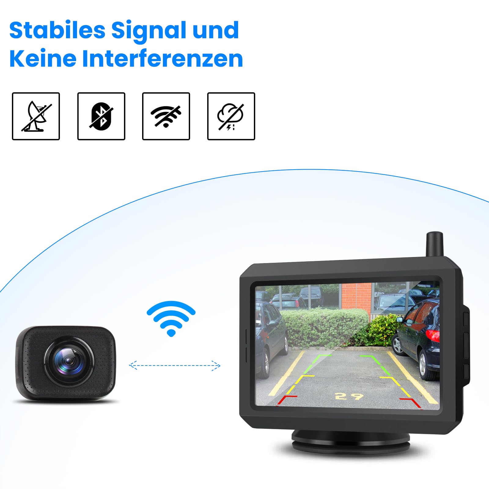 AUTO-VOX W7 5" LCD Kabellos Digital Rückfahrkamera Set, IP68 Wasserdicht Nachtsicht