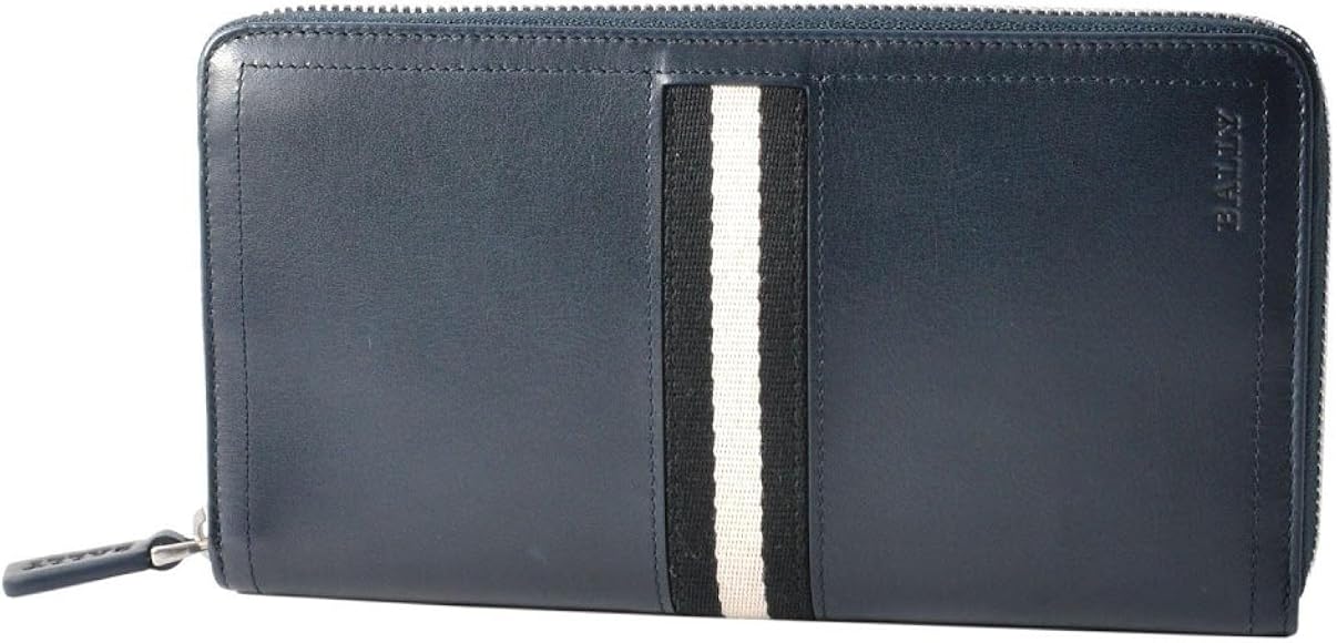 良品】BALLY バリー ストライプ ラウンドファスナー 長財布 財布