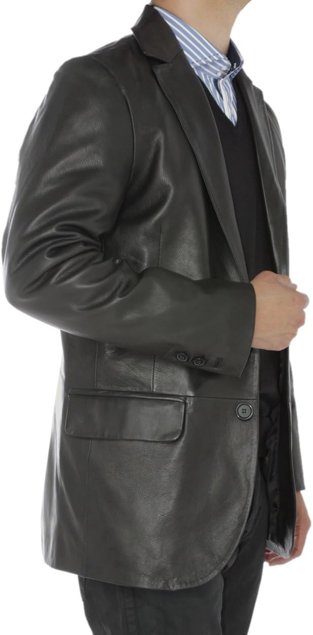 GN Luciano Mens Nappa Leather Blazer 2 Button Modern Fit Jacket