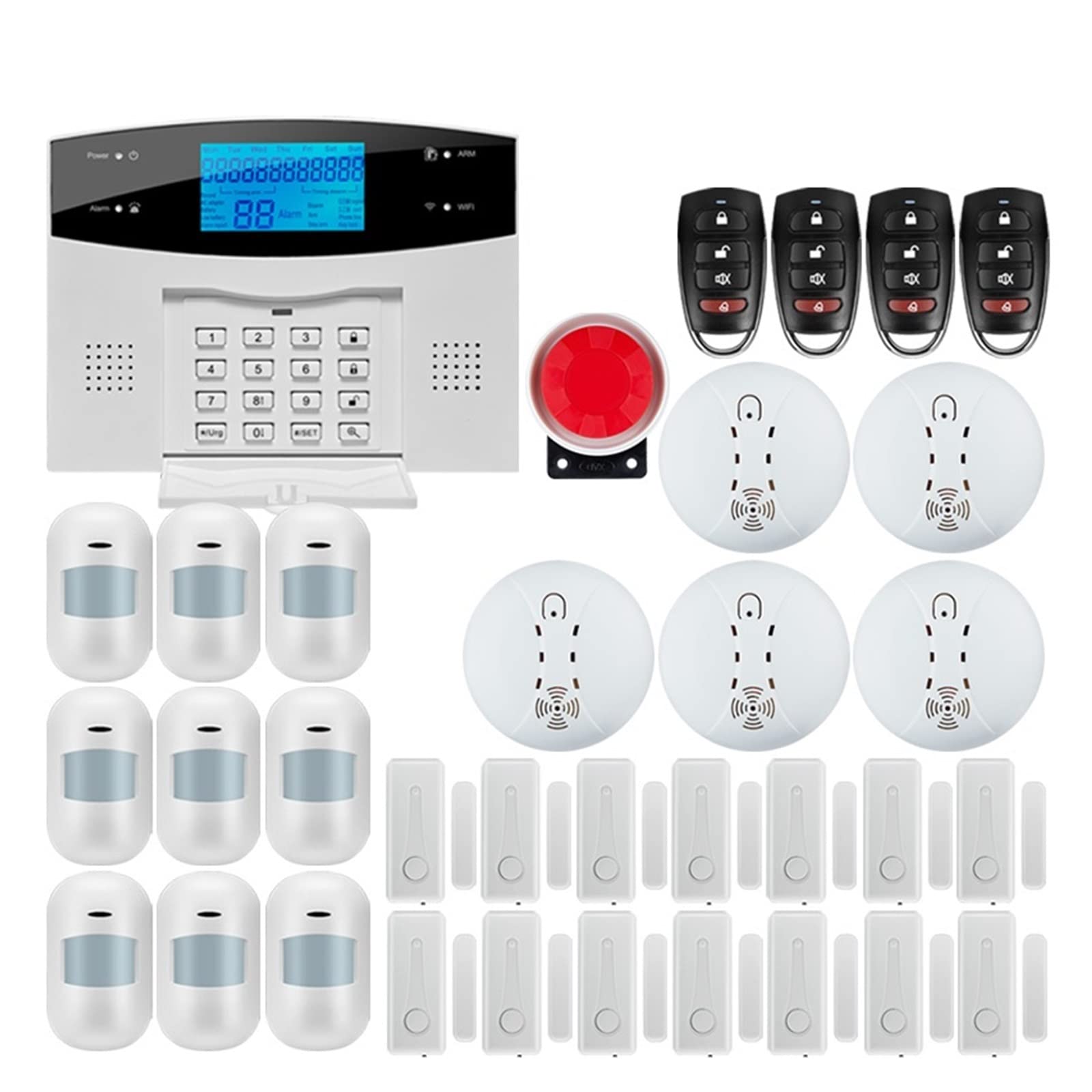 Kit Allarme Casa, App Sicurezza domestica wireless cablata Tuya Wifi pstn gsm di allarme Intercom Controllo telecomandata Kit sensore sirena autodiale