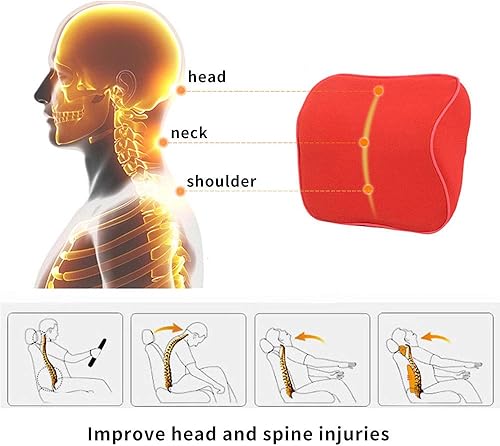 Miniatura 7 de Kit de cojín lumbar para automóvil, cojín de espalda y reposacabezas para el cuello, espuma viscoelástica con alivio del dolor de espalda para el