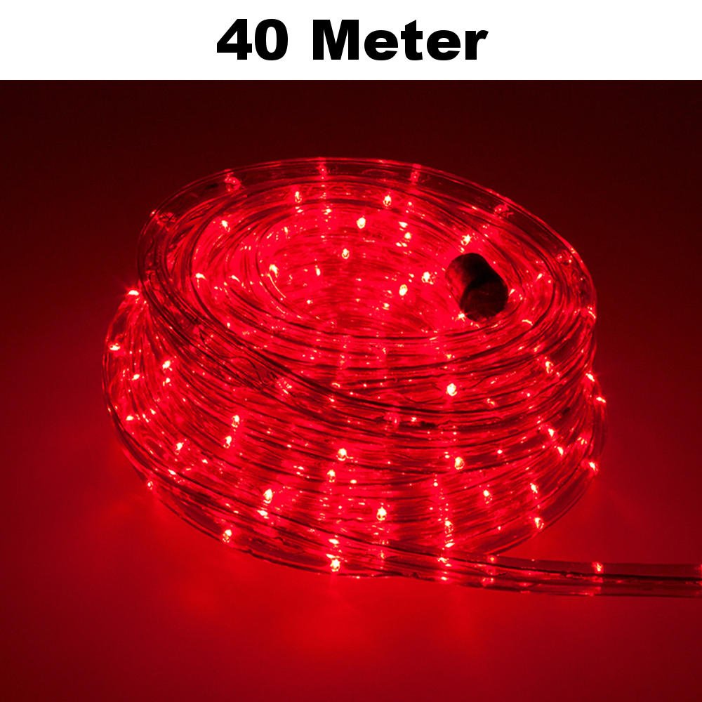 Juego completo de manguera de luz led con accesorios, verde, rojo, blanco cálido, azul, RGB, 5 metros hasta 50 metros, led F3, para interior y exterior, para Navidad, decoración, rojo, 40 m