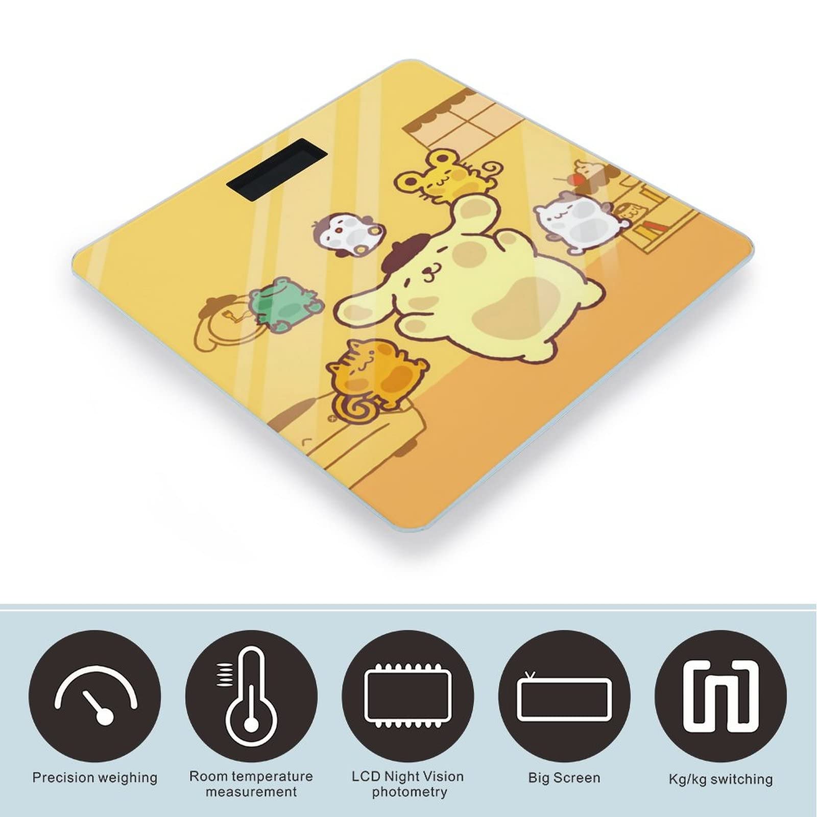 Amazon.co.jp: ポムポムプリン 体重計 高精度 ボディスケール 電源自動