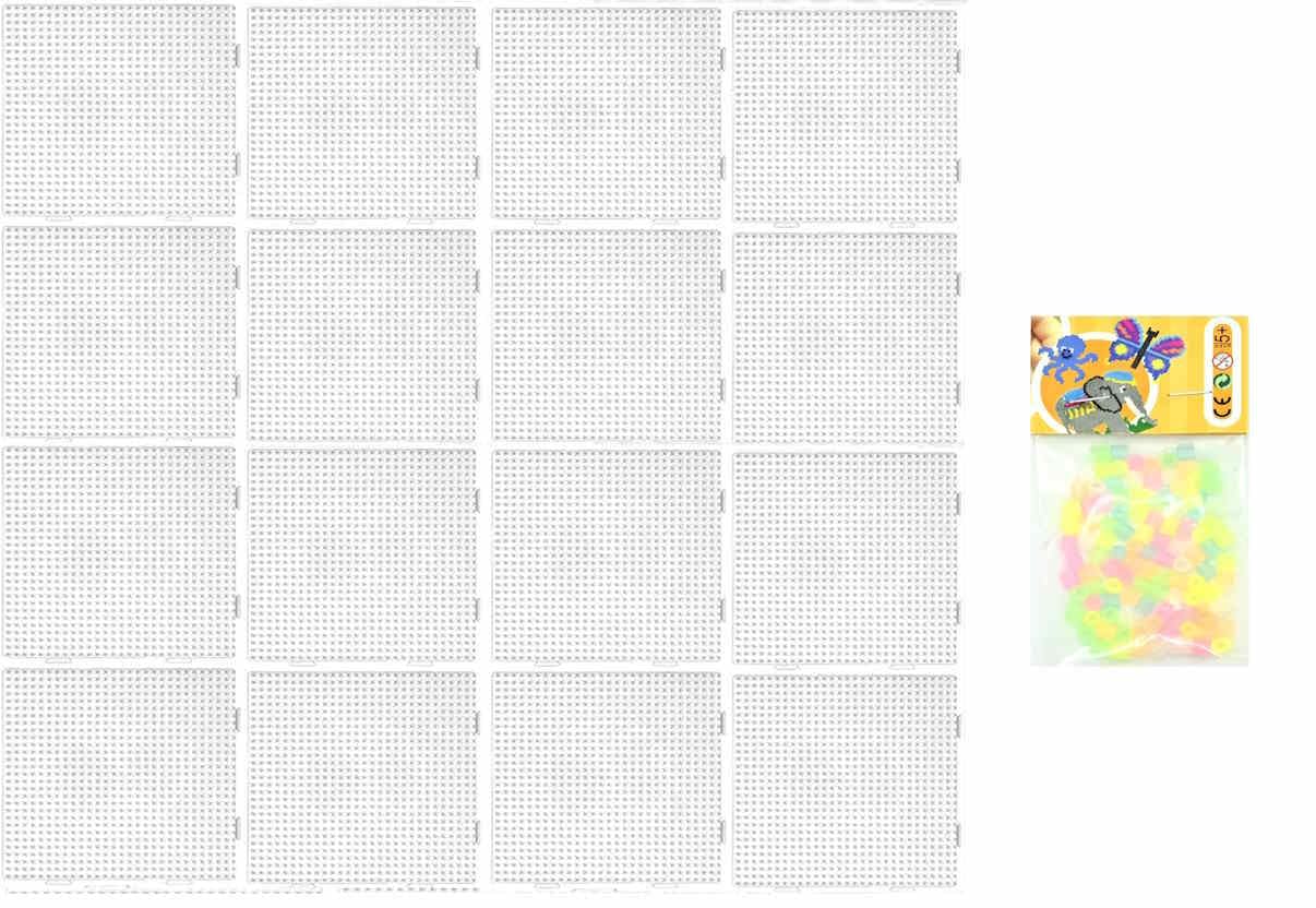 Happy Price Toys 16 Stück Hama Midi 234 Stiftplatte für Bügelperlen Quadrat Multi Transparent +100 Leuchtperlen Glow in the Dark