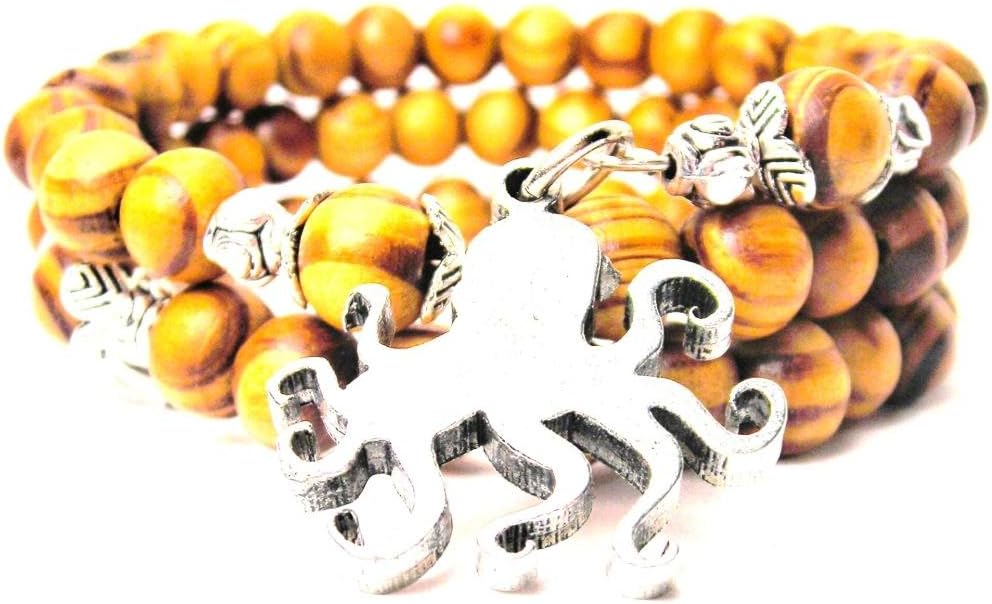 ChubbyChicoCharms Octopus Silhouette Wrap Around Wood Bracelet