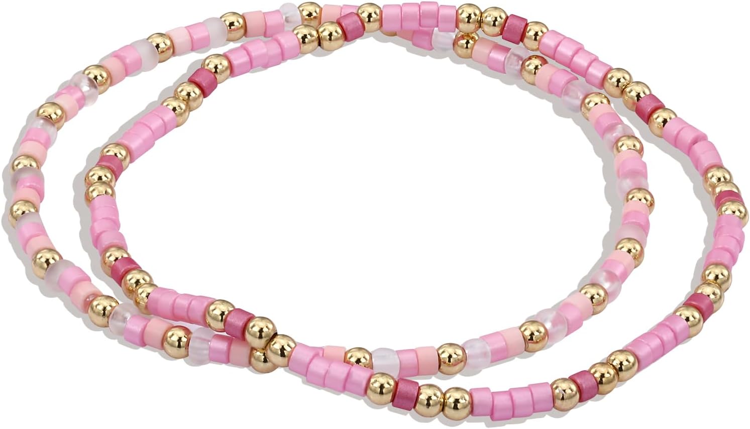 Ornaland 2 Pcs Beaded Bracelets Boho Surfer Stackable Elastic