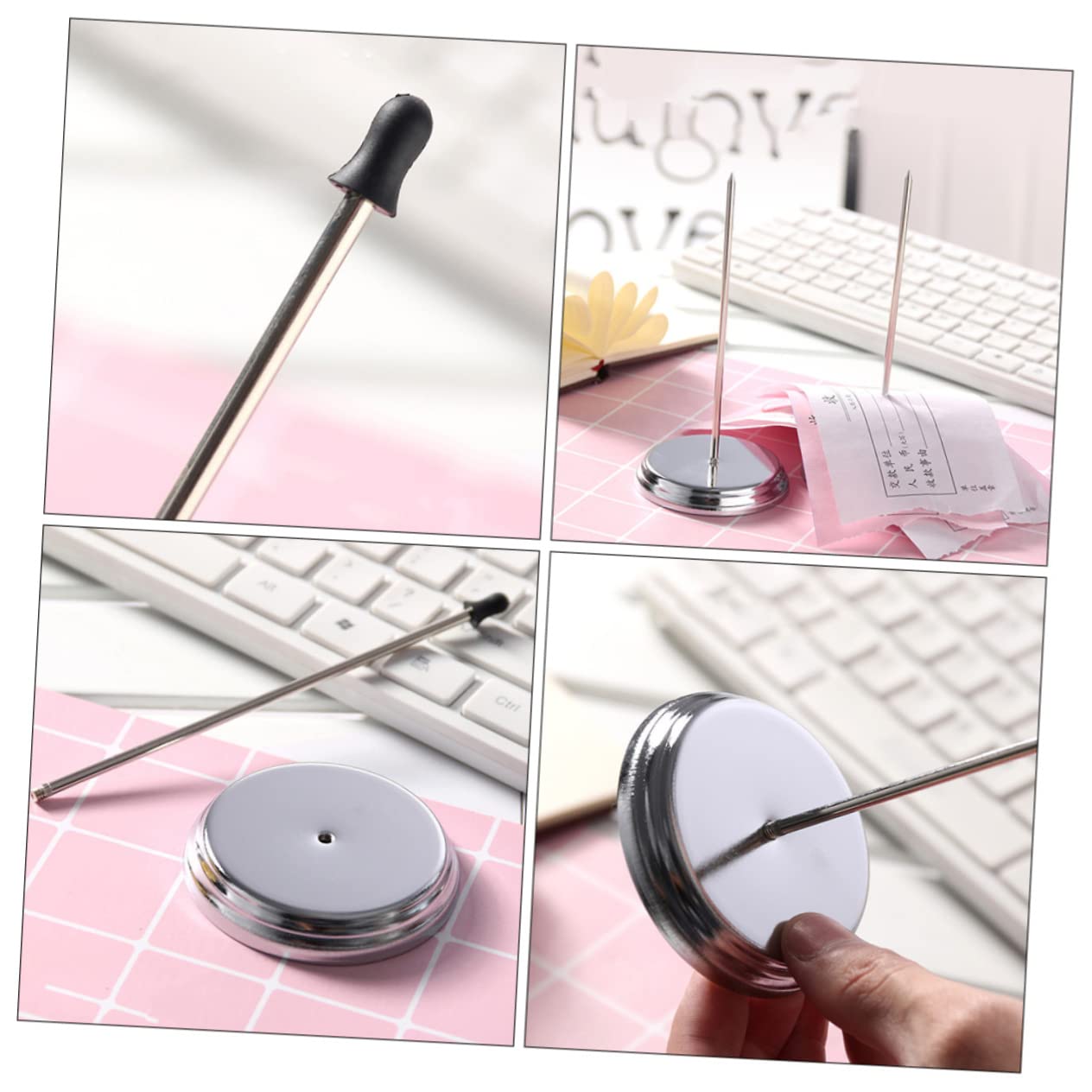 6piezas Soporte De Recibos De Metal Inoxidable Organizador Para Notas y Tickets Para Oficina Restaurante y Banco
