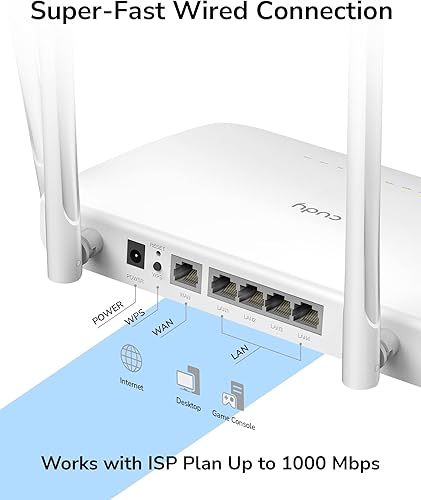 Miniatura 5 de Cudy Router WiFi Gigabit AC1200 (WR1300), enrutador de Internet inalámbrico MU-MIMO de doble banda, 4 antenas, VPN, WiFi para invitados y modo AP,