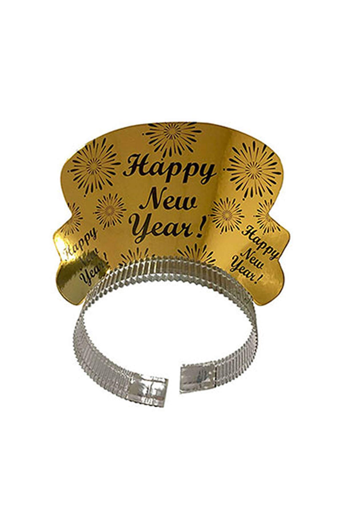 Altın Happy New Year Karton Taç 6'lı