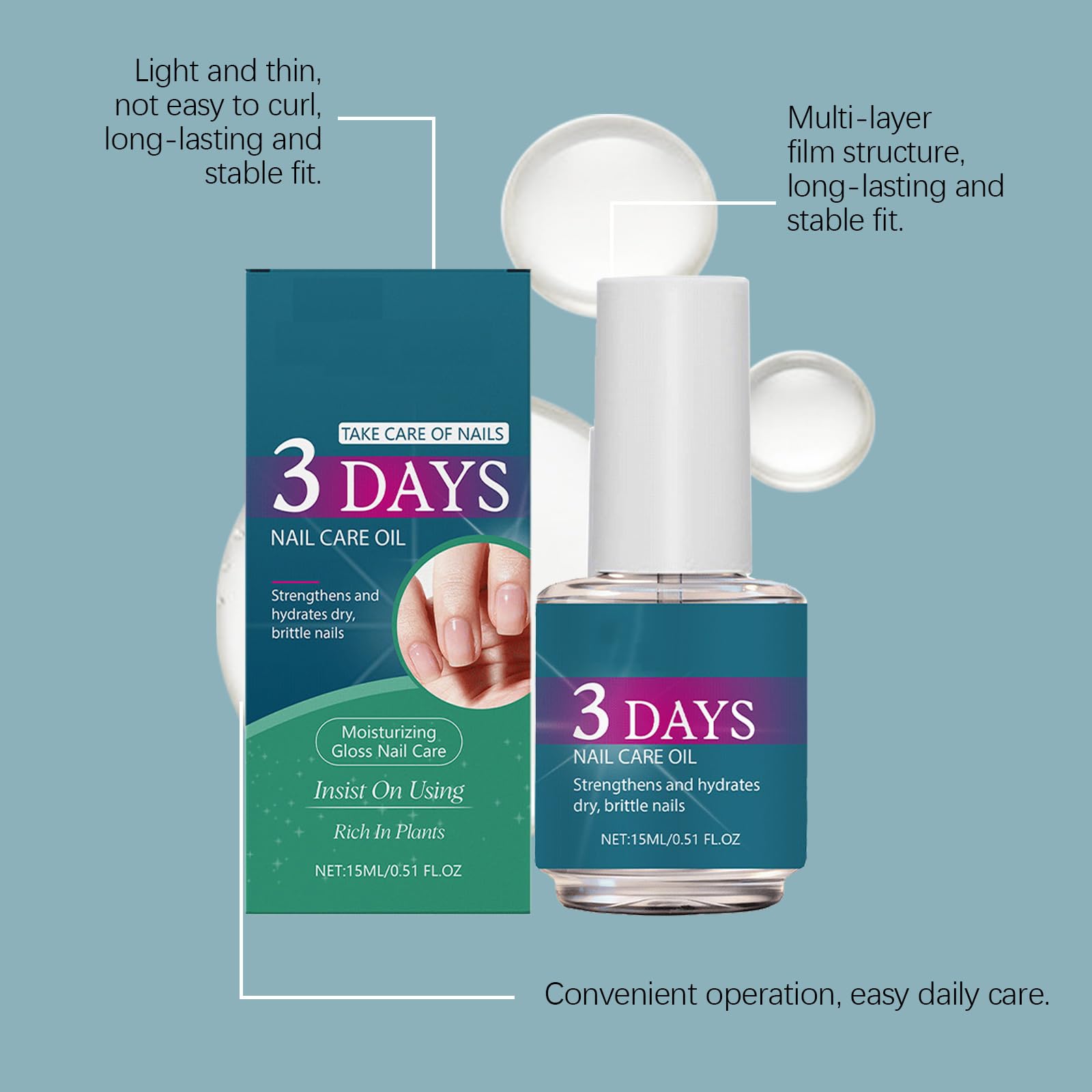 Aceite de Uñas de 3 Días, Nutre Y Protege Las Uñas, Aceite Nutritivo, Secado Rápido, Hidratante Y Brillante, Cuidado Diario De Uñas, Adecuado Para Dedos Y Dedos, 15 Ml (8pcs)