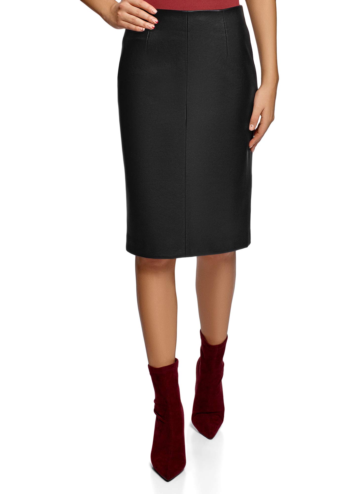 oodji Collection Women's Faux Leather Pencil Skirt