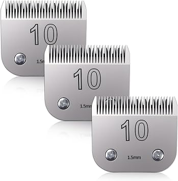3 Pack 10# Removable Dog Grooming Blades, Made of Carbonized Steel, Suitable for Andis/Oster A5/Wahl KM Series, Cutting Length 1/16" 1.5 mm