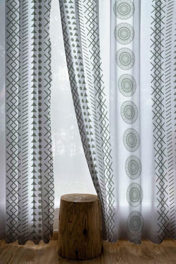 Image of Amazon Brand - Umi Linen Textured Sheer Curtains, Semi Transparent & Light Filtering Door Curtains with Tieback and Eyelets, Pack of 2 (Windows - 5 feet x 4 feet)