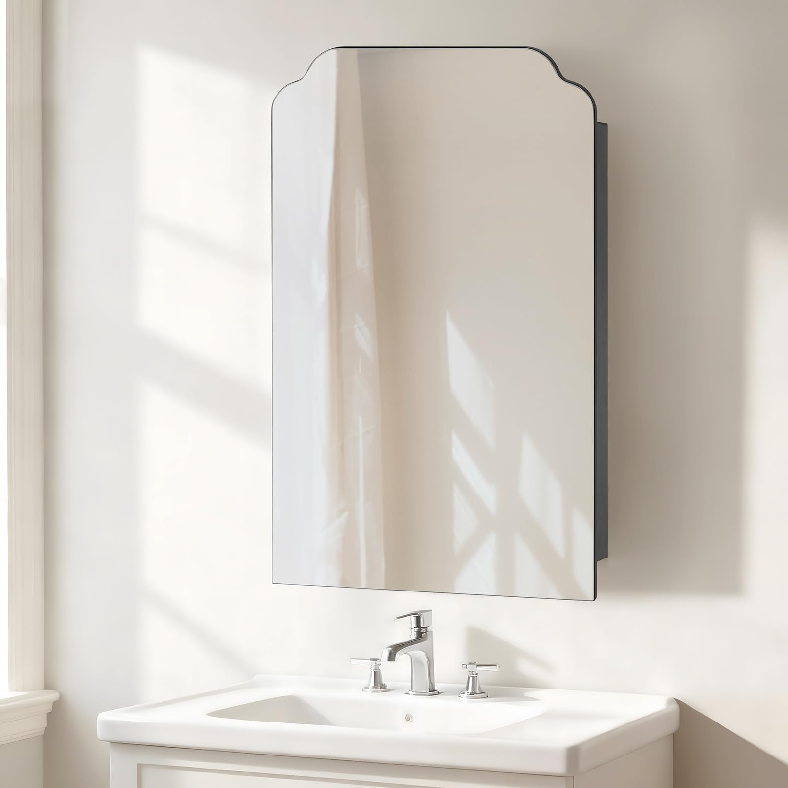 Bathroom Cabinets with Mirror, Bathroom Mirror Cabinet, 73 x43.5 x15CM Mirrored Cabinet for Bathroom, Wooden Single Door Storage Mirrored Wall Mounted Cabinets with HD Mirrors, Patent Pending