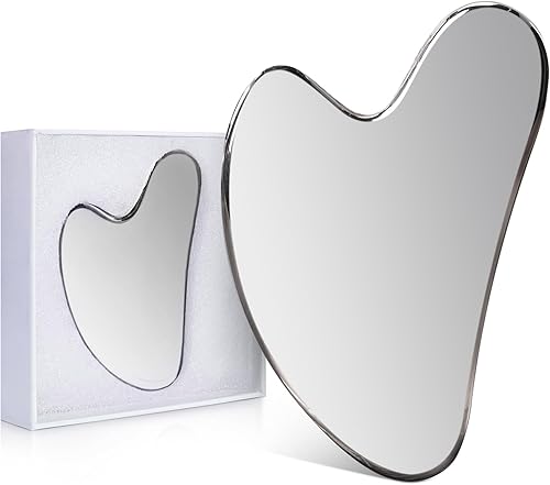 BAIMEI Herramientas faciales Gua Sha de acero inoxidable para la cara aprieta la piel Masaje facial Guasha herramienta de metal para cuerpo ojos