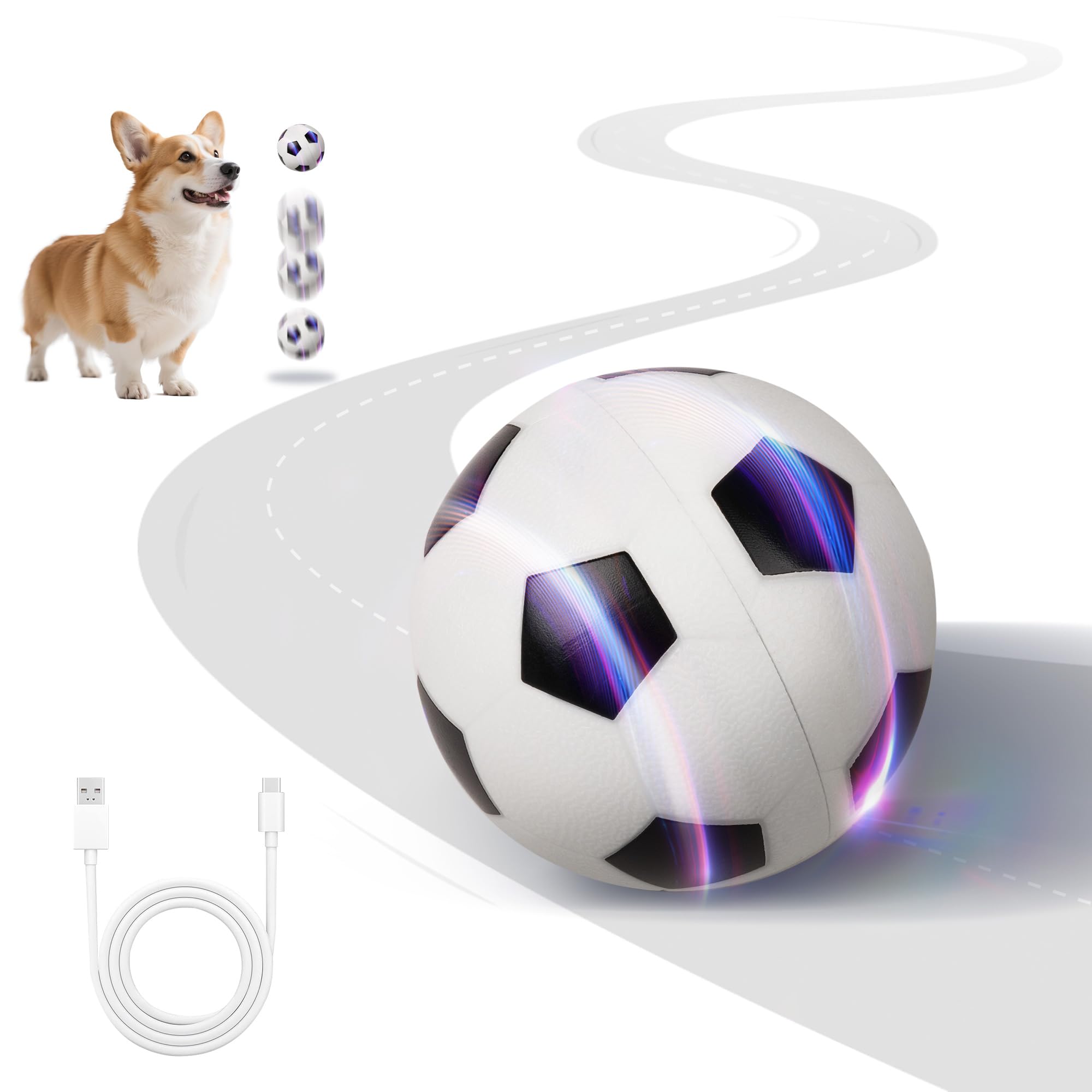Pet Prime Automatic Rolling Ball for Dogs, Interactive Self Moving Dog Toy with 2 Play Modes, Rechargeable & Touch-Activated