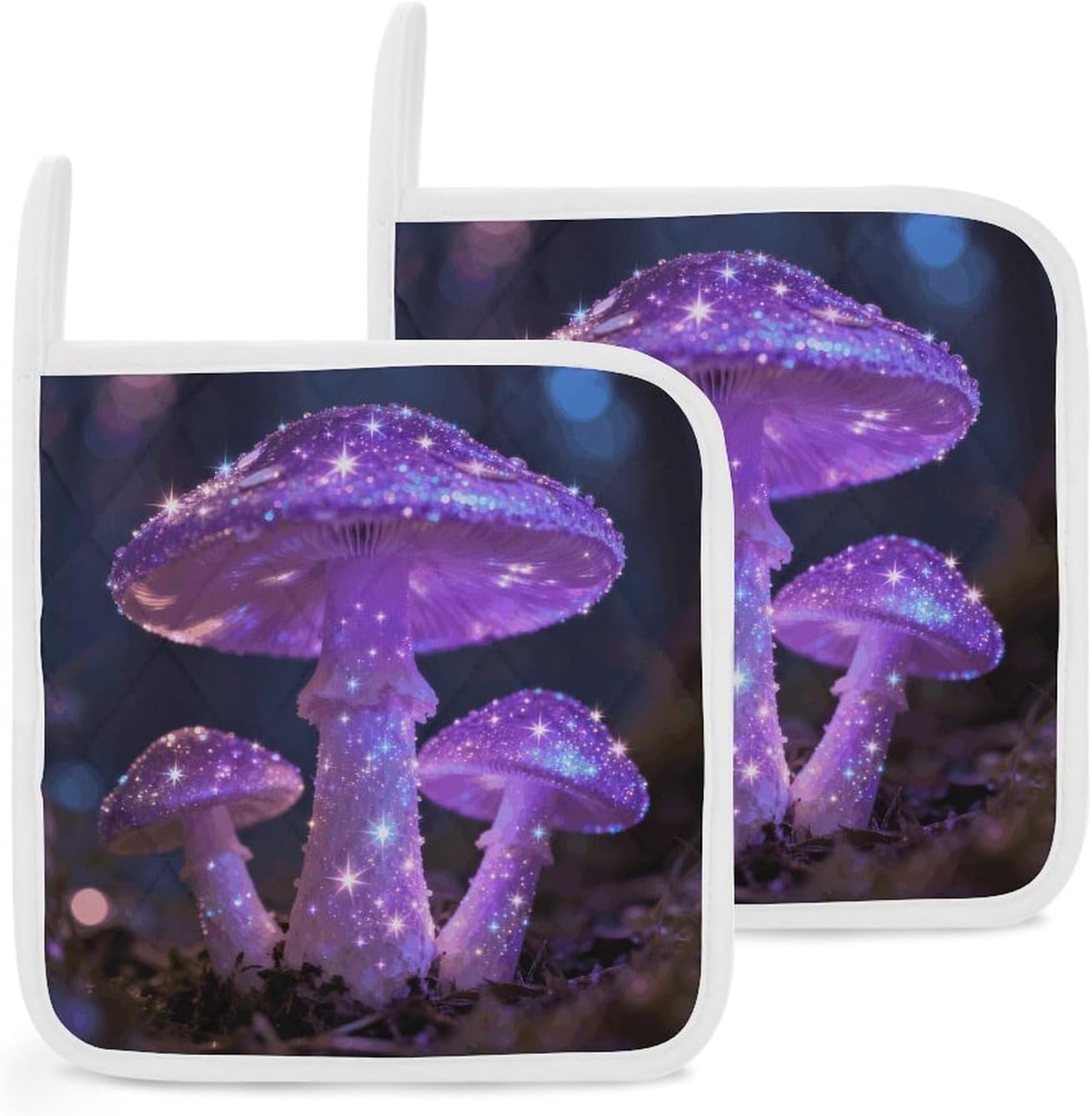 Mushroom Glitter Polyester Heat Resistant Pot Pad Non Slip Anti Scald Hot Dish Mat Reusable Table Protector for Kitchen Hot Pot Mat Wear Resistant Heat Proof Table Pad for Countertop Dining Room