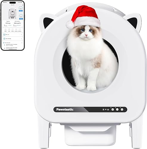 Caja de arena autolimpiante, caja de arena automática para gatos de 68 L para múltiples gatos, robot con doble protección de seguridad, control de