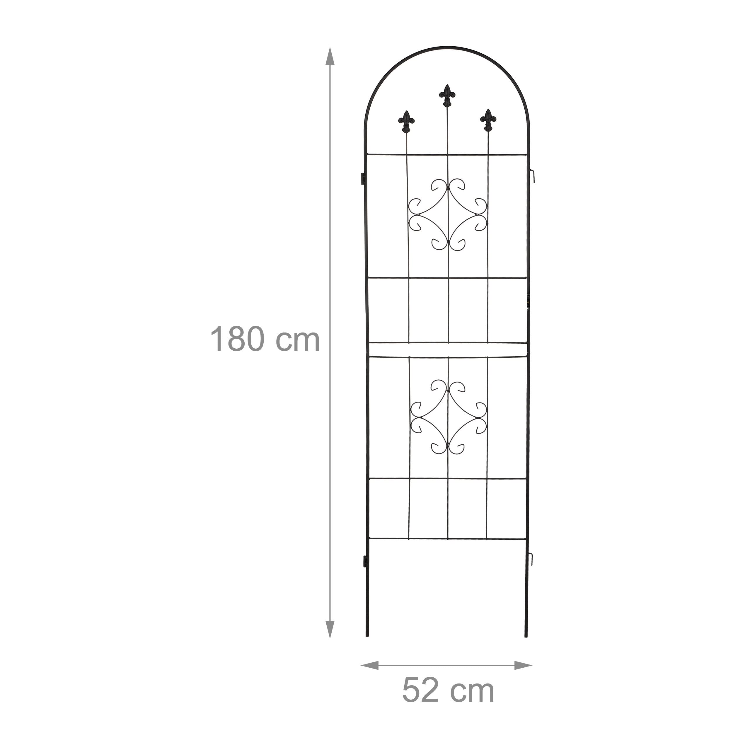 Relaxdays Soportes para Plantas, Set de 2, 180 x 50 cm, Metal, Celosía para Trepadoras, Autónomos, con Estacas, Negro