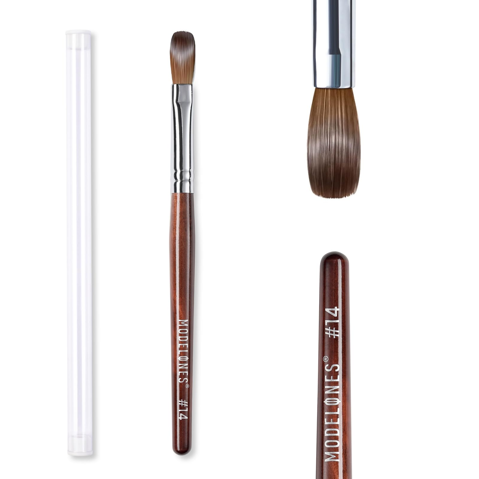 modelonesKolinsky Sable Acrylic Nail Art Brush Red Wood Pen Nail Brush for Acrylic Powder Molding Drawing Professional Manicure Pens (14#)