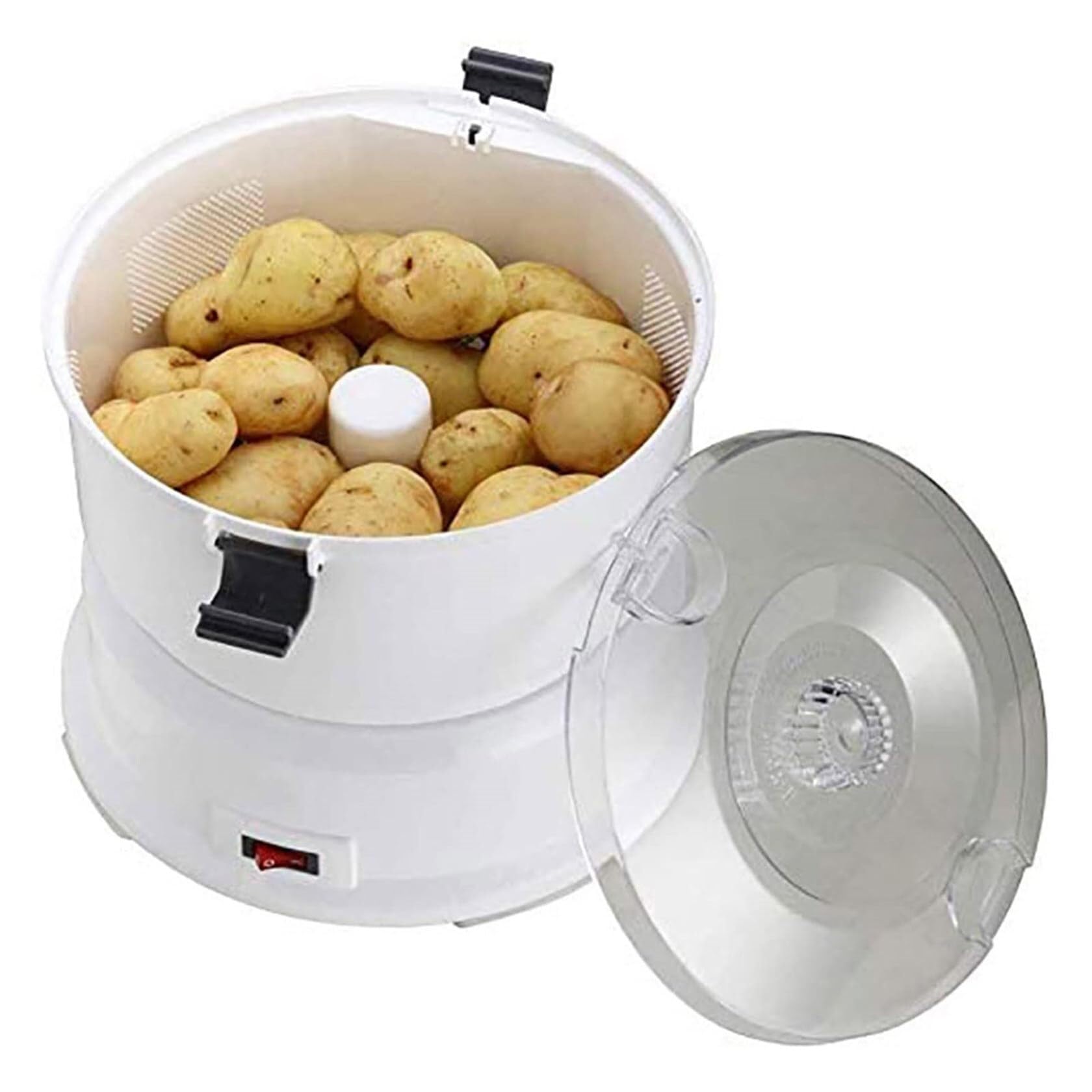 Pelador de patatas rotatorio, máquina peladora de patatas eléctrica, limpiador automático de frutas y verduras, pelador de patatas automático, fácil de usar y limpiar, para el hogar, la cocina y el