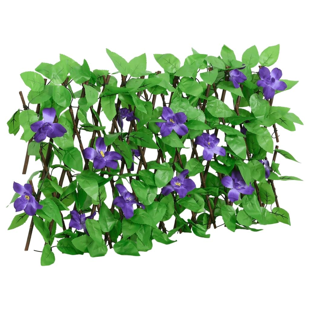 Treillis de lierre artificiel extensible vert en PVC et bois 180x20 cm avec fixation pour jardin terrasse balcon, panneau occultant brise vue pour séparation et intimité extérieure